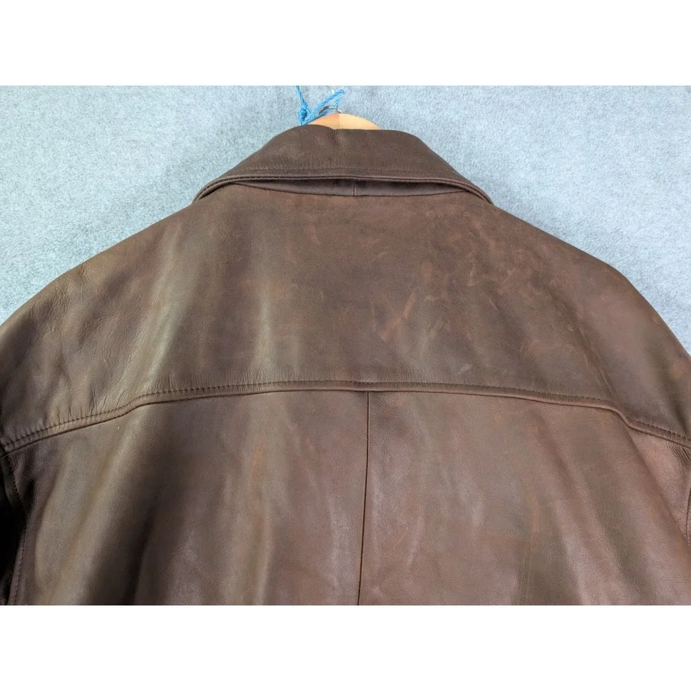 VTG Y2K Red Eight XXL Brown Leather Car Coat Red Dead Indiana‎ Jones Butter Soft
